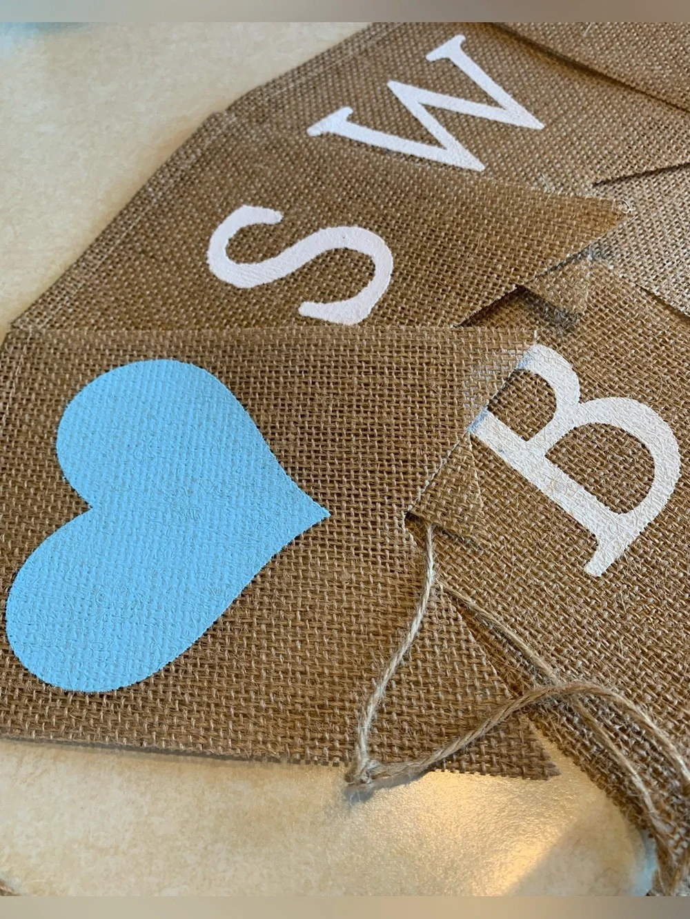 Sweet Baby Boy Burlap Banner Garland - Blue